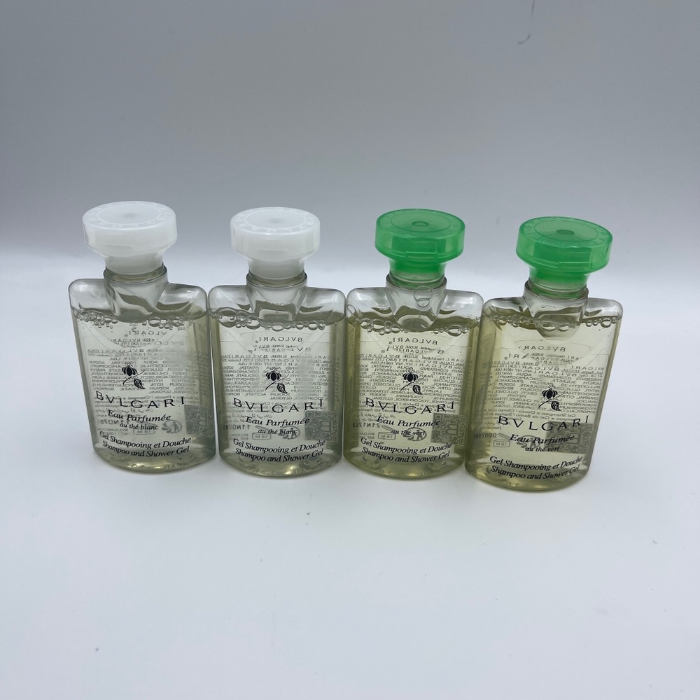 NEW RARE Bulgaria Eau Parfume Au The Blanc the Vert Gel Shampoo 40ml each